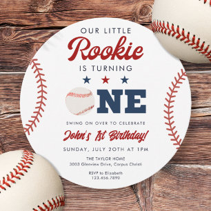 Little Rookie Baseball 1st Birthday Ball Invitation