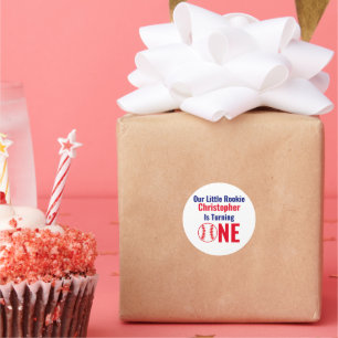 Little Rookie Baseball 1st Birthday Classic Round Sticker