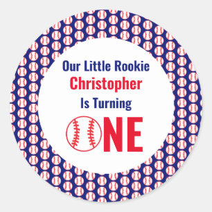 Little Rookie Baseball 1st Birthday Classic Round Sticker