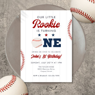 Little Rookie Baseball 1st Birthday Invitation