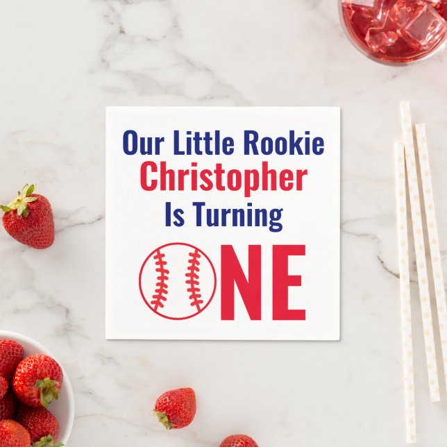 Little Rookie Baseball 1st Birthday Napkin (Insitu)