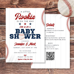 Little Rookie Baseball All In One Baby Shower Invitation