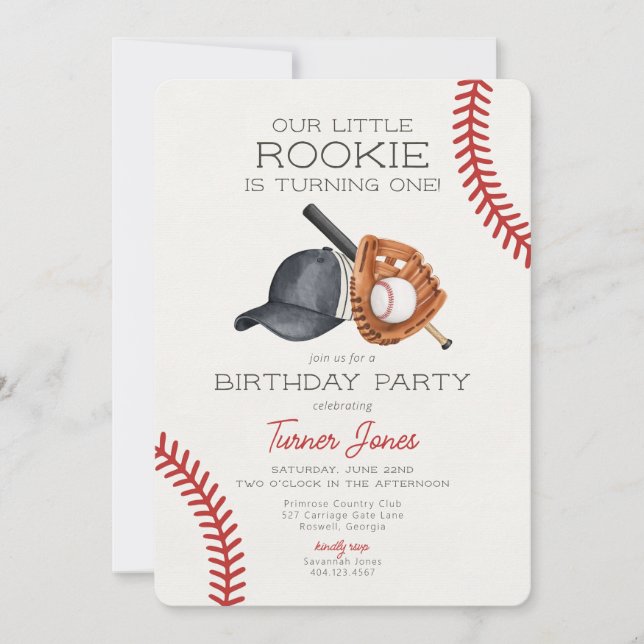 Little Rookie Baseball Birthday Party  Invitation (Front)