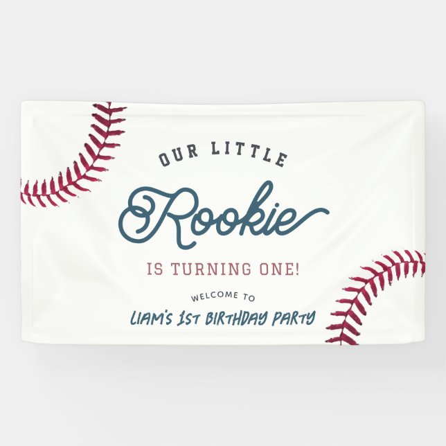 Little Rookie Baseball Boy 1st Birthday Welcome Banner (Horizontal)