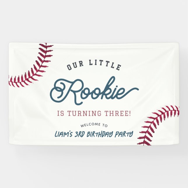 Little Rookie Baseball Boy Birthday Welcome Banner (Horizontal)