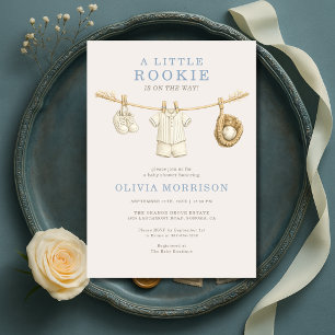 Little Rookie Baseball Clothesline Baby Shower Invitation