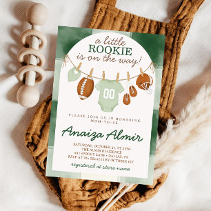 Little Rookie Football Clothesline Baby Shower Invitation
