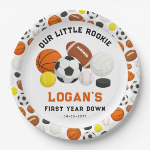 Little Rookie Sports 1st Birthday Party   All-Star Paper Plate