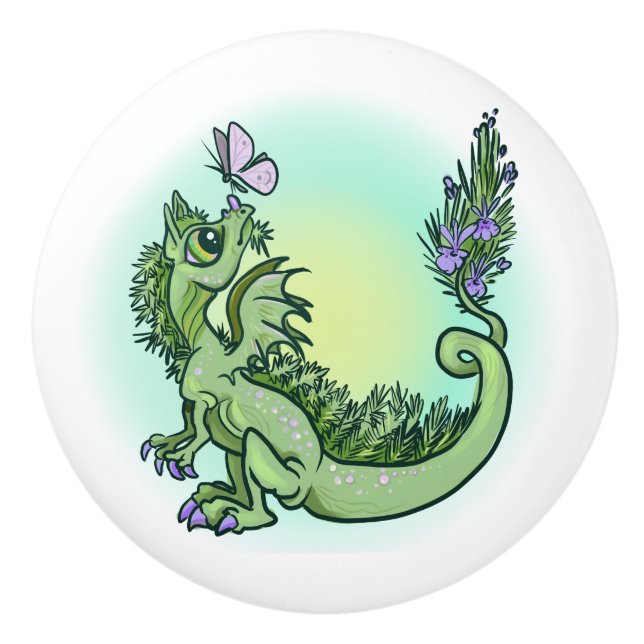 little Rosemary Dragon Ceramic Knob (Front)