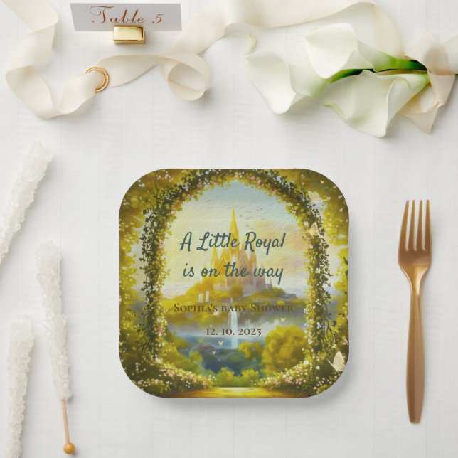 Little Royal Is on the Way | Fairytale Princess Paper Plate (Wedding)