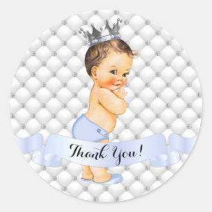 Little Royal Prince Diamonds Jewels Crown Blue Classic Round Sticker