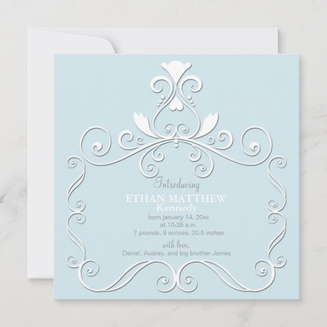 Little Royalty Blue Birth Announcement (Front)