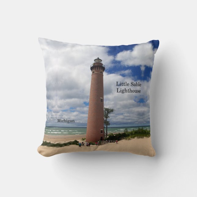 Little Sable Lighthouse square pillow (Front)
