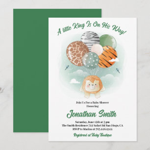 little Safari Lion Watercolor Baby Shower Invitation