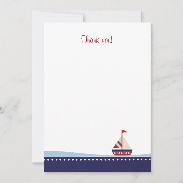 Little Sailboat Flat Thank You note Card (Front)