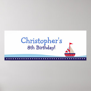 Little Sailboat Personalized Birthday Banner Poster