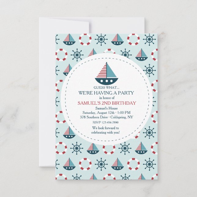 Little Sailboats Invitation (Front)
