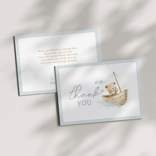 Little Sailor Bear Baby Shower Flat Thank You Card