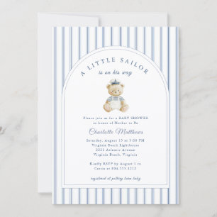 Little Sailor Bear Coastal Baby Shower Invitation