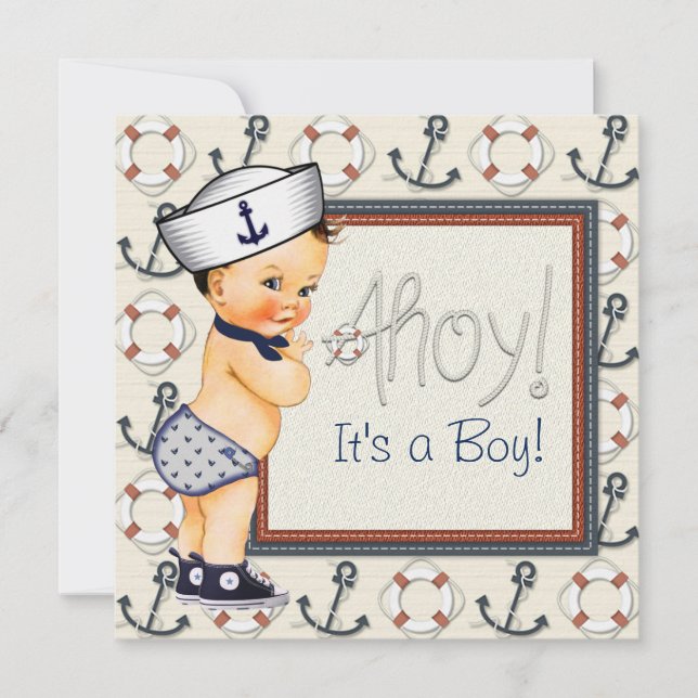 Little Sailor Boy Nautical Baby Shower Invitation (Front)