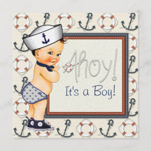 Little Sailor Boy Nautical Baby Shower Invitation
