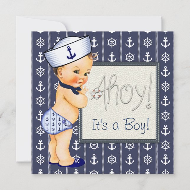 Little Sailor Boy Nautical Baby Shower Invitation (Front)