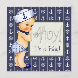 Little Sailor Boy Nautical Baby Shower Invitation