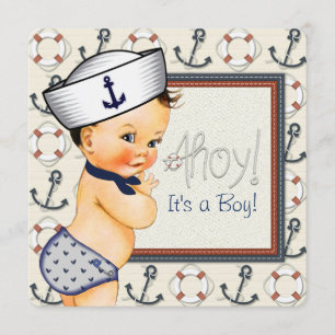Little Sailor Boy Nautical Baby Shower Invitation