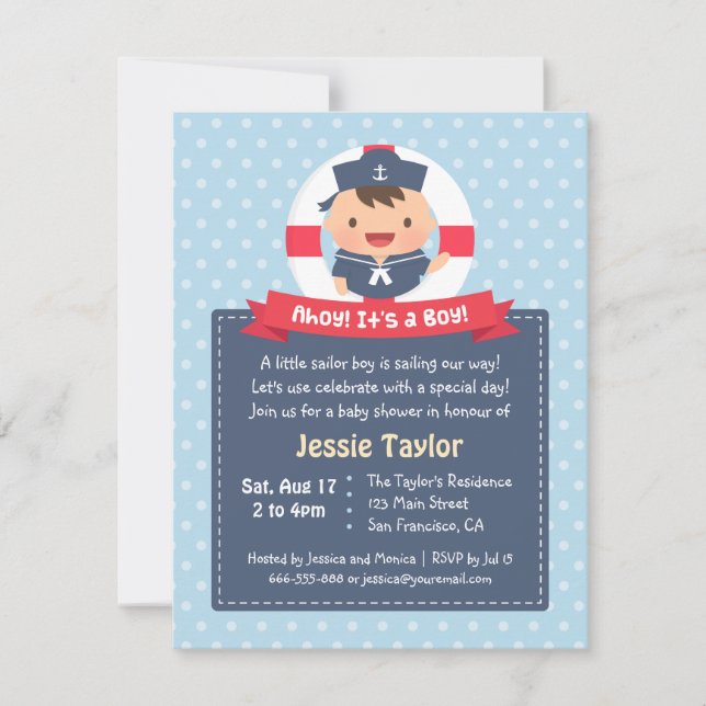 Little Sailor Boy Nautical Baby Shower Invitations (Front)