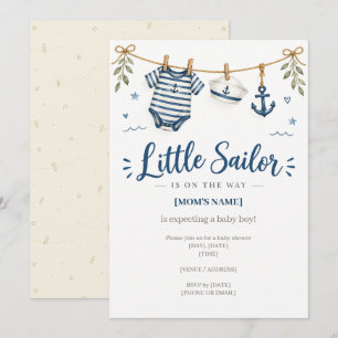 Little Sailor Clothesline Baby Boy Shower Invitati Invitation