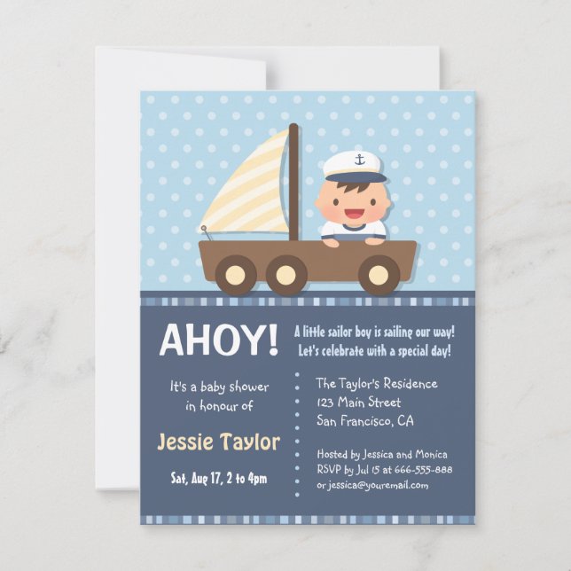 Little Sailor Nautical Baby Shower Invitations (Front)