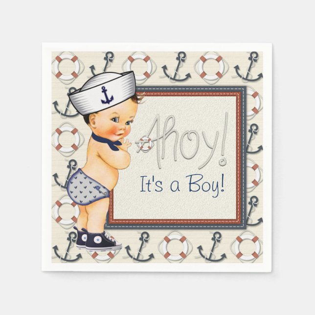 Little Sailor Nautical Baby Shower Napkin (Front)