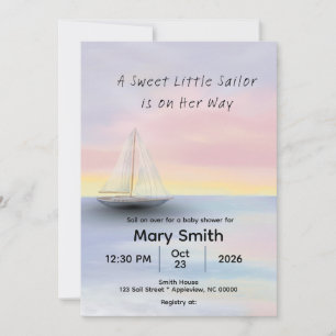Little Sailor on Her Way Baby Shower Invite