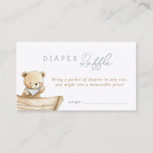 Little Sailor Teddy Bear Baby Shower Diaper Raffle Enclosure Card
