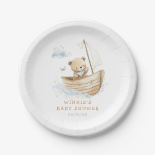 Little Sailor Teddy Bear Baby Shower Paper Plate