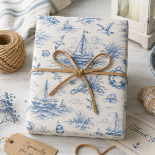 Little Sailor Toile Blue Wrapping Paper