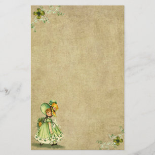 Little Saint Patty's Day Girl- Stationery- No Line Stationery