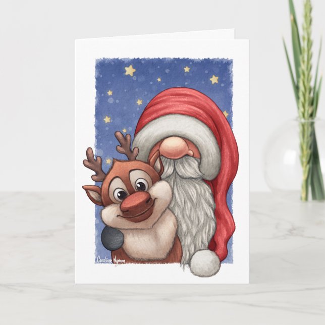 Little Santa and his little reindeer Card (Front)