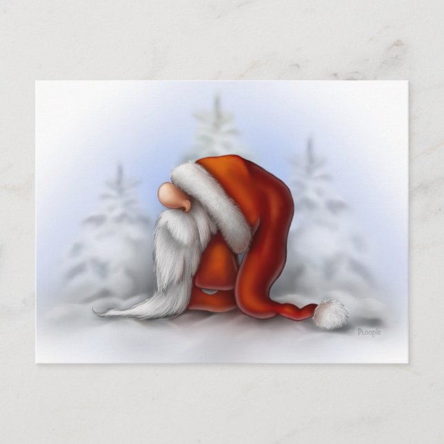 Little Santa in the snow Holiday Postcard (Front)