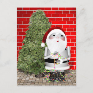 Little Santa Robo-x9 Decorates His Christmas Tree Holiday Postcard
