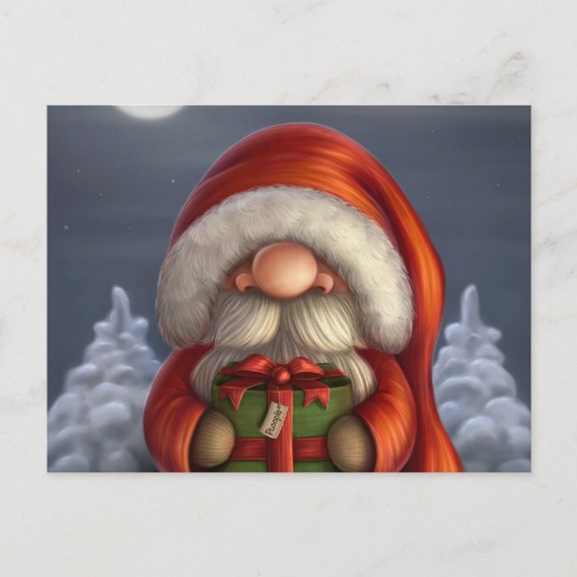 Little Santa with a gift Holiday Postcard (Front)