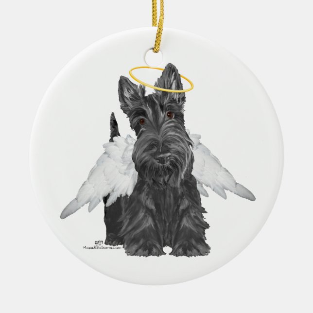 Little Scottie Angel Ceramic Tree Decoration (Front)