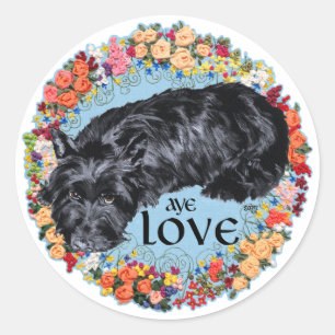 Little Scottie on Tartan Classic Round Sticker