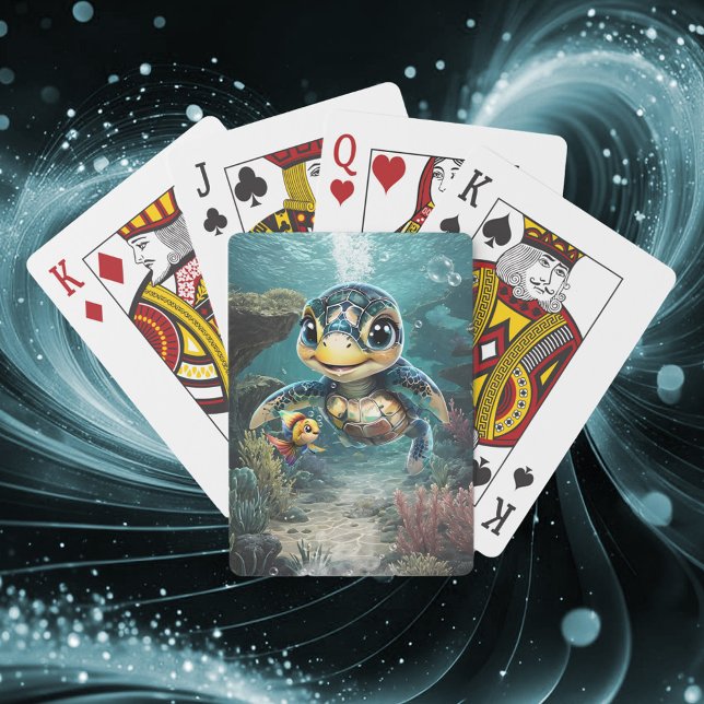 Little sea turtle exploring with her friend. playing cards (Creator Uploaded)