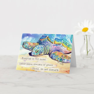 Little Sea Turtle Napping Honu Haiku Card