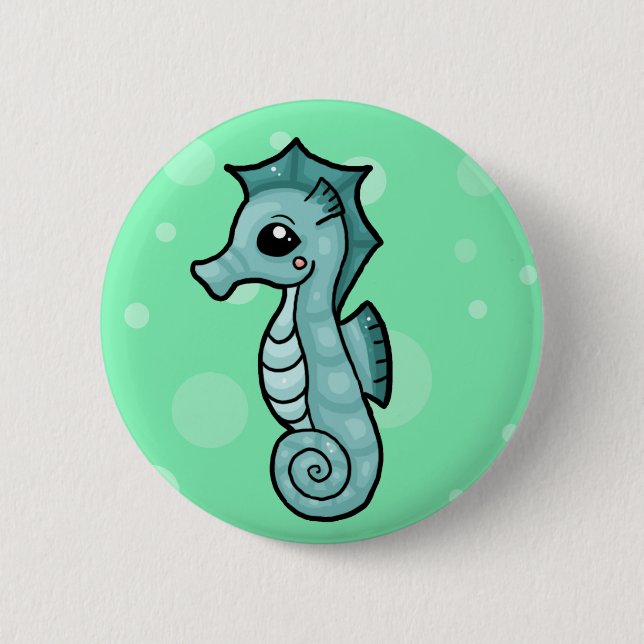 Little seahorse 6 cm round badge (Front)