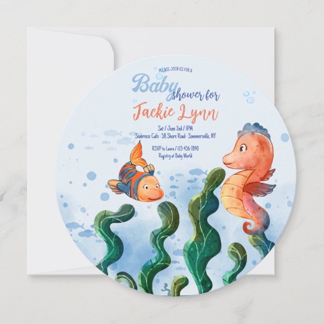 Little Seahorse Baby Shower Invitation (Front)