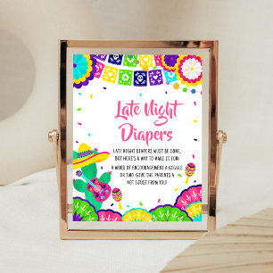 Little Senorita Fiesta Baby Shower Diaper Raffle Poster