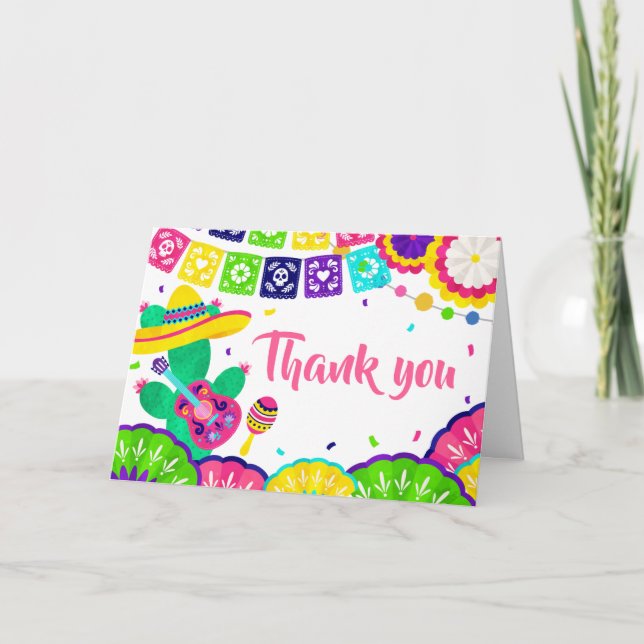 Little Senorita Fiesta Baby Shower  Thank You Card (Front)