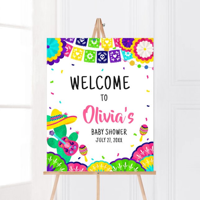 Little Senorita Fiesta Baby Shower Welcome Poster (Mexican Baby Shower Welcome Sign)